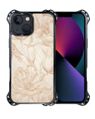 Etui do iPhone 13 IBIZU DropGuard Ultra z MagSafe, Relief Garden, Botaniczny biskwit