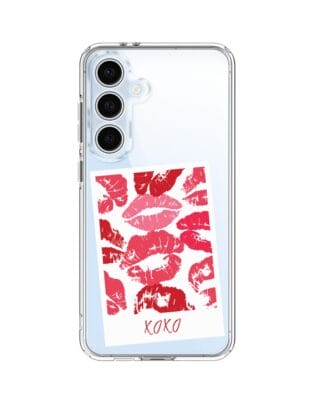 Etui do Samsung Galaxy S24 FE z MagSafe przeźroczyste, silikonowe Flexi, pocałunki, polaroid