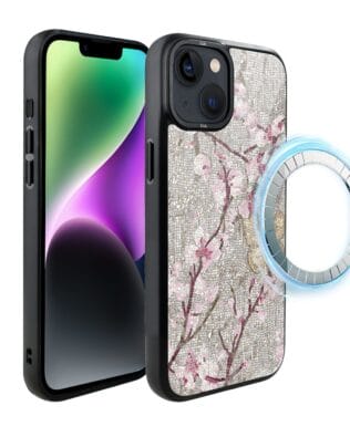 Etui do iPhone 14 Plus IBIZU DropGuard Matt z MagSafe, Modern Classics, Mozaika kwitnącej wiśni