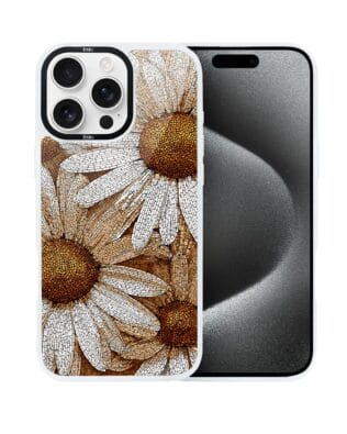 Etui do iPhone 15 Pro IBIZU DropGuard Matt z MagSafe, Modern Classics, Mozaika rumianków