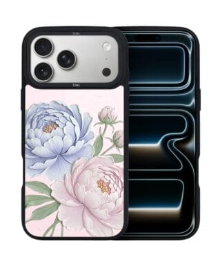 Etui do iPhone 17 Pro IBIZU DropGuard Matt z MagSafe, Relief Garden, Piwoniowy róż