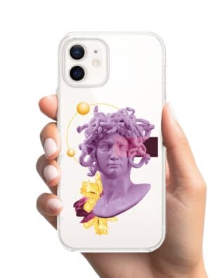 Etui do iPhone 12 Mini przeźroczyste, silikonowe Flexi, antyczna figura, meduza