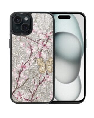 Etui do iPhone 15 Plus IBIZU DropGuard Matt z MagSafe, Modern Classics, Mozaika kwitnącej wiśni