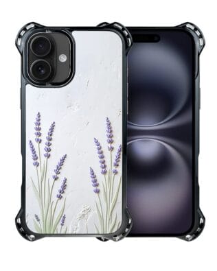 Etui do iPhone 16 Plus IBIZU DropGuard Ultra z MagSafe, Relief Garden, Prowansalska lawenda