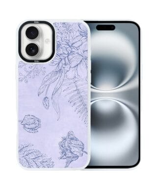 Etui do iPhone 16 Plus IBIZU DropGuard Matt z MagSafe, Relief Garden, Kwiatowa płaskorzeźba, białe