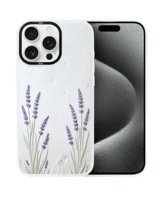 Etui do iPhone 15 Pro Max IBIZU DropGuard Matt z MagSafe, Relief Garden, Prowansalska lawenda