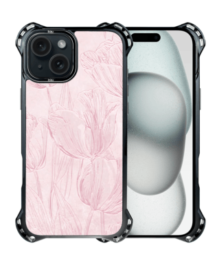 Etui do iPhone 15 IBIZU DropGuard Ultra z MagSafe, Relief Garden, Tulipanowy fresk