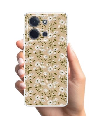 Etui do Xiaomi POCO C85 przeźroczyste, silikonowe Flexi, Summer Patterns, delikatne kwiatki na cielistym tle