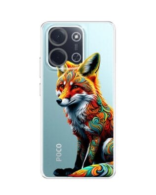 Etui do Xiaomi POCO C85 przeźroczyste, silikonowe Flexi, Dzika Mandala, Lis
