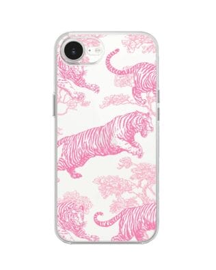 Etui do iPhone 17e przeźroczyste, silikonowe Flexi, Mystic, Różowe tygrysy
