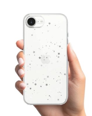 Etui do iPhone 17e przeźroczyste, silikonowe Flexi, Szampańskie gwiazdki