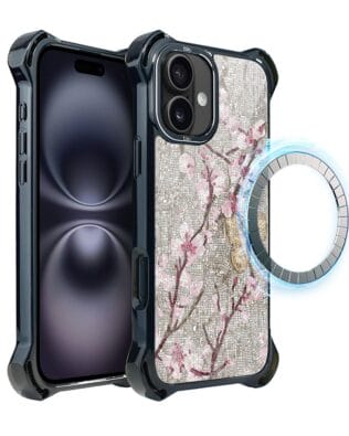 Etui do iPhone 16 Plus IBIZU DropGuard Ultra z MagSafe, Modern Classics, Mozaika kwitnącej wiśni