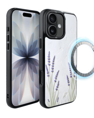 Etui do iPhone 17 IBIZU DropGuard Matt z MagSafe, Relief Garden, Prowansalska lawenda