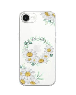 Etui do iPhone 17e przeźroczyste, silikonowe Flexi, wianek stokrotek