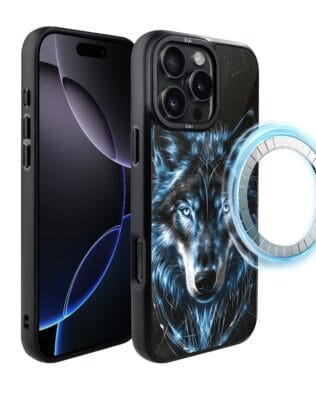 Etui do iPhone 16 Pro Max IBIZU DropGuard Matt z MagSafe, Wilki, Lodowy Wilk