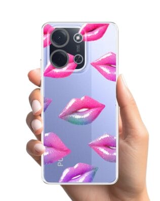 Etui do Xiaomi POCO C85 przeźroczyste, silikonowe Flexi, hologramowe usta