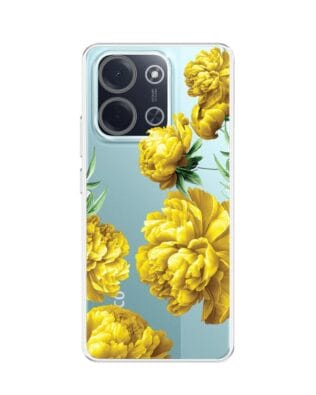 Etui do Xiaomi POCO C85 przeźroczyste, silikonowe Flexi, żółte piwonie