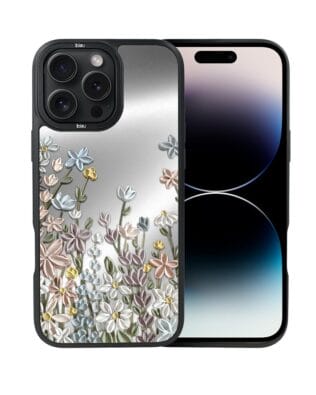 Etui do iPhone 14 Pro IBIZU DropGuard Matt z MagSafe, Relief Garden, Wiosenna łąka