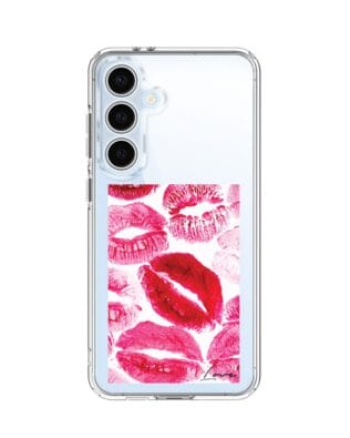 Etui do Samsung Galaxy S24 FE z MagSafe przeźroczyste, silikonowe Flexi, pocałunki z napisem „love”