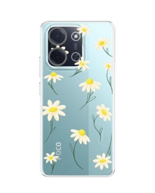 Etui do Xiaomi POCO C85 przeźroczyste, silikonowe Flexi, stokrotki