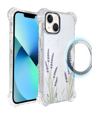 Etui do iPhone 13 IBIZU DropGuard Ultra z MagSafe, Relief Garden, Prowansalska lawenda