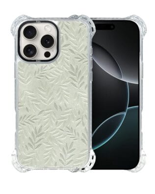 Etui do iPhone 16 Pro Max IBIZU DropGuard Ultra z MagSafe, Relief Garden, Ślad oliwki