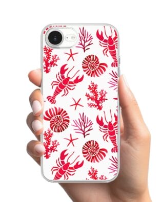 Etui do iPhone 17e przeźroczyste, silikonowe Flexi, krab, muszle