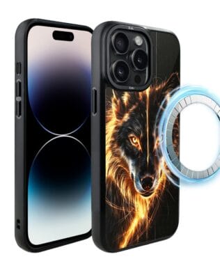 Etui do iPhone 14 Pro IBIZU DropGuard Matt z MagSafe, Wilki, Ognisty Wilk