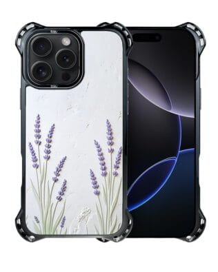 Etui do iPhone 16 Pro Max IBIZU DropGuard Ultra z MagSafe, Relief Garden, Prowansalska lawenda