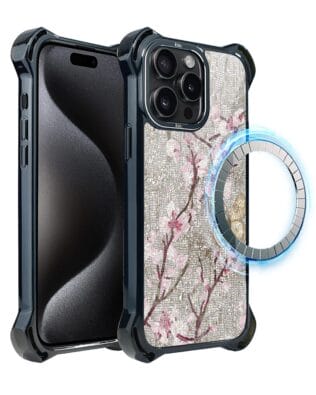 Etui do iPhone 15 Pro Max IBIZU DropGuard Ultra z MagSafe, Modern Classics, Mozaika kwitnącej wiśni