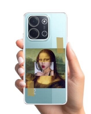 Etui do Xiaomi POCO C85 przeźroczyste, silikonowe Flexi, Mona lisa z lizakiem