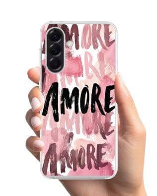 Etui do Samsung Galaxy A57 z MagSafe przeźroczyste, silikonowe Flexi, Positive Vibes, Amore Amore