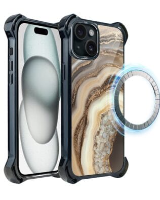 Etui do iPhone 15 IBIZU DropGuard Ultra z MagSafe, Ethereal Essence, Miodowy agat