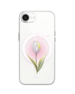 Etui do iPhone 17e z MagSafe przeźroczyste, silikonowe Flexi, kwiaty, tulipan