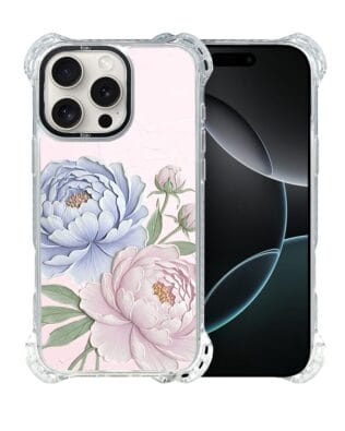 Etui do iPhone 16 Pro Max IBIZU DropGuard Ultra z MagSafe, Relief Garden, Piwoniowy róż