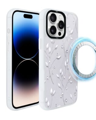 Etui do iPhone 14 Pro Max IBIZU DropGuard Matt z MagSafe, Zimowa magia, Lodowe kwiaty