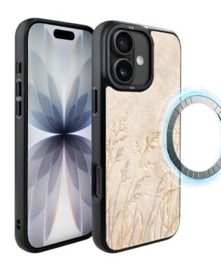 Etui do iPhone 17 IBIZU DropGuard Matt z MagSafe, Relief Garden, Kłosy z piaskowca