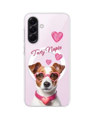 Etui do Samsung Galaxy A57 z MagSafe przeźroczyste, silikonowe Flexi, Puppy Love, pies rasy Jack Russell Terrier
