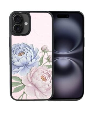 Etui do iPhone 16 Plus IBIZU DropGuard Matt z MagSafe, Relief Garden, Piwoniowy róż