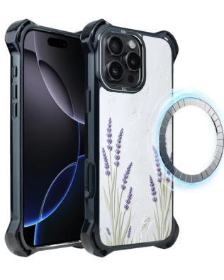 Etui do iPhone 16 Pro Max IBIZU DropGuard Ultra z MagSafe, Relief Garden, Prowansalska lawenda