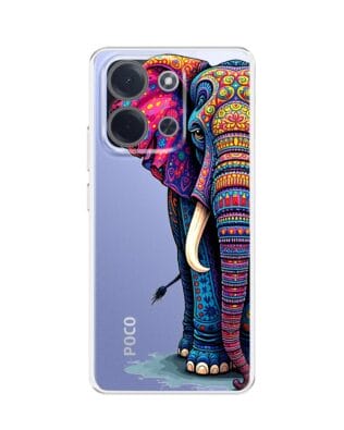 Etui do Xiaomi POCO C85 przeźroczyste, silikonowe Flexi, Dzika Mandala, Słoń