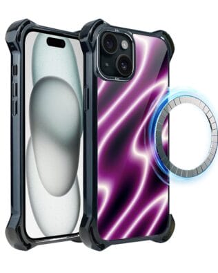 Etui do iPhone 15 Plus IBIZU DropGuard Ultra z MagSafe, Twilight Dreams, Neonowa fala