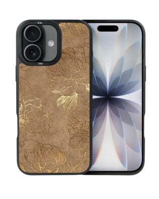 Etui do iPhone 17 IBIZU DropGuard Matt z MagSafe, Relief Garden, Złote piwonie