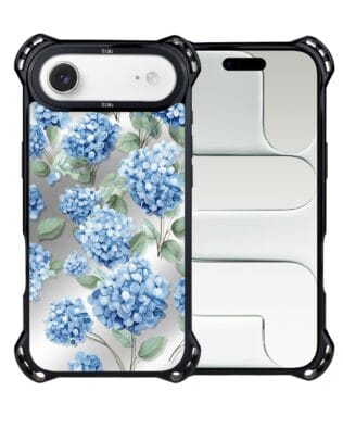 Etui do iPhone Air IBIZU DropGuard Ultra z MagSafe, Relief Garden, Szafirowa hortensja