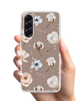 Etui do Samsung Galaxy A57 z MagSafe przeźroczyste, silikonowe Flexi, akwarelowe kwiatki