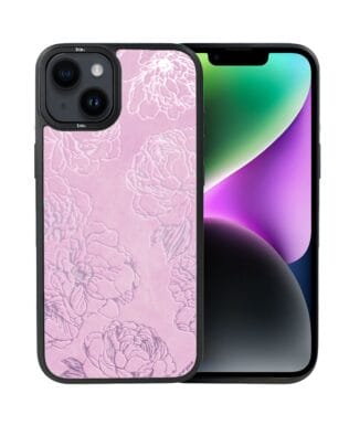 Etui do iPhone 14 IBIZU DropGuard Matt z MagSafe, Relief Garden, Różowe piwonie