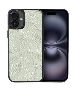 Etui do iPhone 16 IBIZU DropGuard Matt z MagSafe, Relief Garden, Ślad oliwki