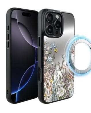 Etui do iPhone 16 Pro IBIZU DropGuard Matt z MagSafe, Relief Garden, Wiosenna łąka