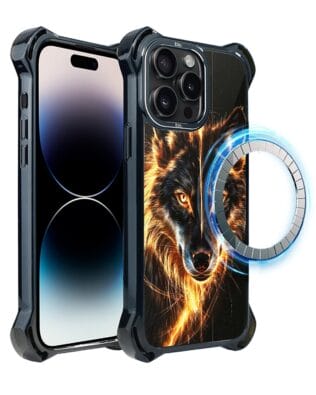 Etui do iPhone 14 Pro Max IBIZU DropGuard Ultra z MagSafe, Wilki, Ognisty Wilk