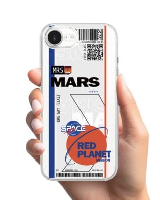 Etui do iPhone 17e przeźroczyste, silikonowe Flexi, bilet na Mars